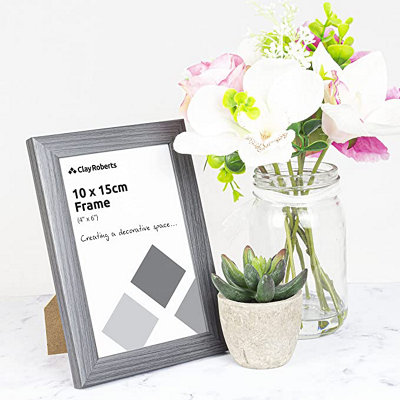 Clay Roberts Double Photo Picture Frame 6 x 4, Light Grey, Holds 2 Standard  Photographs, Freestanding, Twin Hinged 6x4 10 x 15 cm