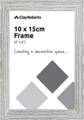 Clay Roberts Photo Picture Frame 6 x 4, Light Grey, Freestanding and Wall Mountable, 10 x 15 cm, 6x4" Picture Frames