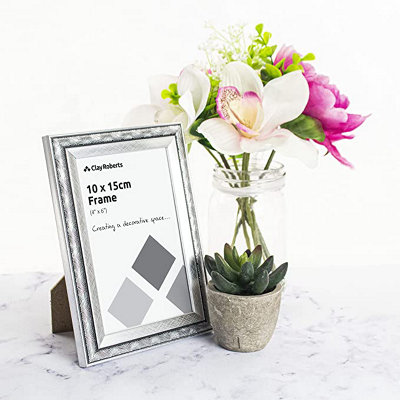 Clay Roberts Double Photo Picture Frame 6 x 4, Light Grey, Holds 2 Standard  Photographs, Freestanding, Twin Hinged 6x4 10 x 15 cm