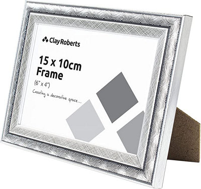 Clay Roberts Photo Picture Frame 6 x 4, Silver Swirl, Freestanding and Wall Mountable, 10 x 15 cm, 6x4" Picture Frames