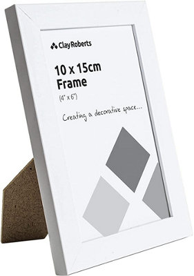 Clay Roberts Photo Picture Frame 6 x 4, White, Freestanding and Wall Mountable, 10 x 15 cm, 6x4" Picture Frames