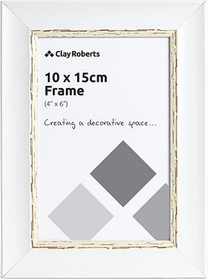 Clay Roberts Photo Picture Frame 6 x 4, White Vintage, Freestanding and Wall Mountable, 10 x 15 cm, 6x4" Picture Frames