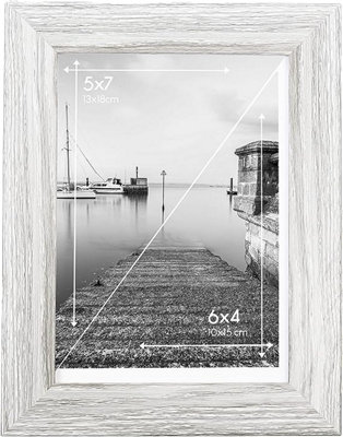 Clay Roberts Photo Picture Frame 7 x 5, Light Grey, Includes Mount for 6 x 4 Prints, Freestanding and Wall Mountable, 7x5" Picture