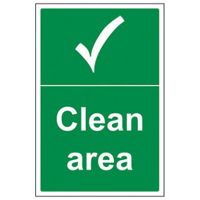 Clean Area Safe Condition General Sign - Rigid Plastic - 100x150mm (x3)