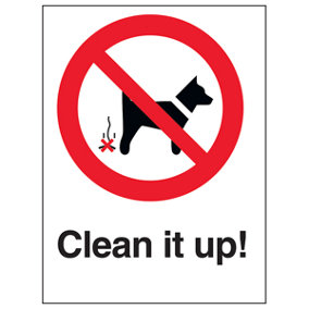 Clean It Up Dog Warning Deterrent Sign - Rigid Plastic 200x300mm (x3)