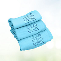 Clean Living Blue Glass Microfibre Cloths (Bathroom) - Pack Of 3