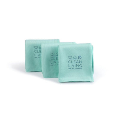 Clean Living Green Glass Microfibre Cloths (Kitchen) Pack Of 3 DIY