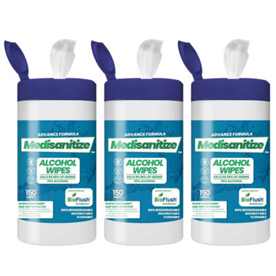 Cleaning Wipes Antibacterial 100% Biodegradable - 150 Wipes - 3 Tubs