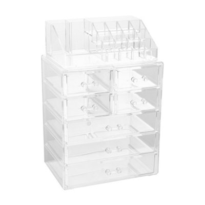 Clear Acrylic Transparent Desk Organizer Makeup Storage Box with 7 Drawers