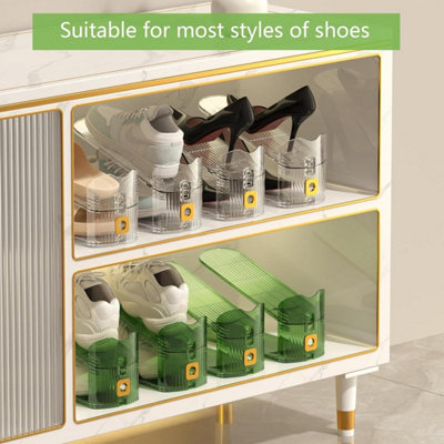 Clear Adjustable Acrylic Shoe Slot Organizer 12 Pack Stackable Space ...