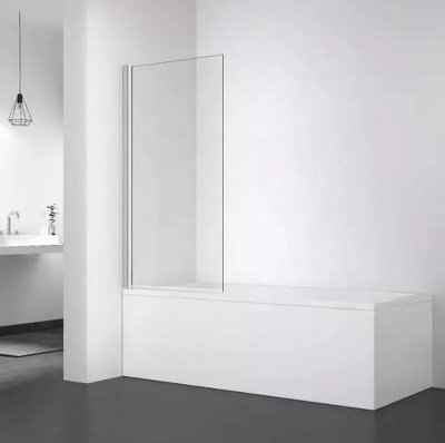 Clear Bath Shower Screen Folding Glass Panel 800mm by 1400mm with Chrome Profile