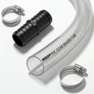 Clear Braided Hose Kit 16mm Bore 25m PVC Tube Plastic Joiner 2 ...
