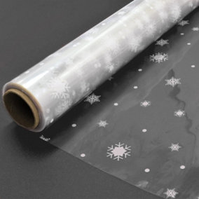 Clear Cellophane Roll (Snowflake Pattern) - 40cm x 30m, 3 Mil Thick Multipurpose Wrap for Hampers 1 Roll