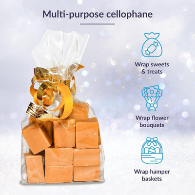 Clear Cellophane Wrap Roll 80cm x 30m (FOLDED) 3 Mil Thick Transparent ...
