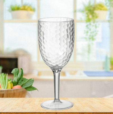 Clear Dimple Plastic Wine Glass Drinking Goblet Outdoor Dining Glass 400ml