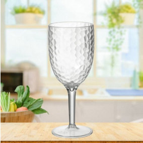 Clear Dimple Plastic Wine Glass Drinking Goblet Outdoor Dining Glass 400ml