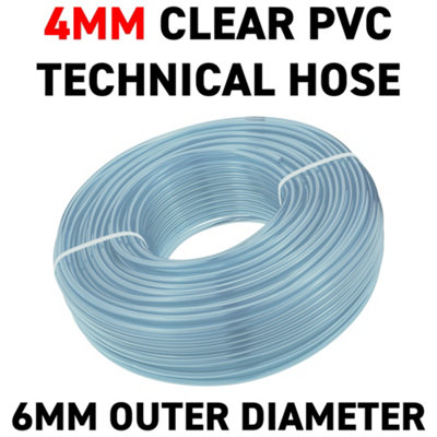 clear flexible pvc pipe/tubing 4mm internal-6mm external suitable for airline water gas oil aquariums and aquatic use - 4