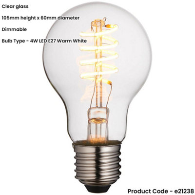 Clear Glass 4W E27 GLS LED Light Bulb - Dimmable Warm White - 265lm 2200k
