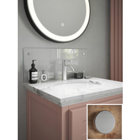 Clear Glass Bathroom Splashback (Brushed Cap) 250mm x 600mm x 4mm