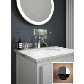 Clear Glass Bathroom Splashback (Chrome Cap) 250mm x 600mm x 4mm