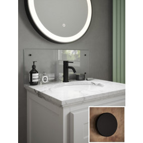Clear Glass Bathroom Splashback (Matt Black Cap) 250mm x 600mm x 4mm