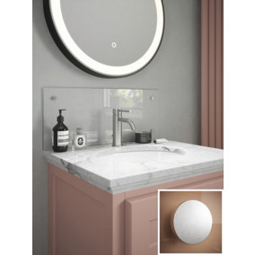 Clear Glass Bathroom Splashback Satin Chrome Cap Backsplash Wall Panel (W) 600mm x (L) 250mm