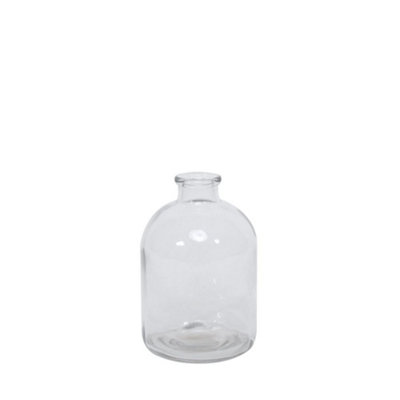 Clear Glass Castile Decorative Bottle, Vase for Stem Displays, Table Centrepieces. (H17 cm)