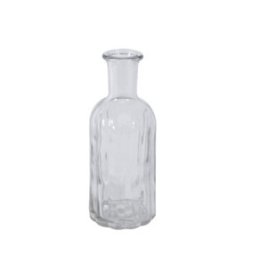 Clear Glass Flora Decorate Bottle Vase. Height 13.7 cm