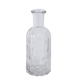 Clear Glass Flora Decorate Bottle Vase. Height 19 cm