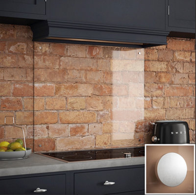 Clear Glass Kitchen Splashback (Chrome Cap) 900mm x 750mm x 4mm DIY