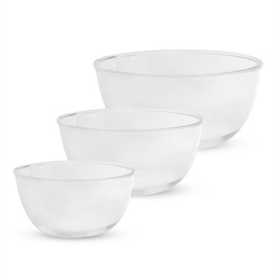 Clear Glass Mixing Bowls Set of 3 M&W DIY at B&Q