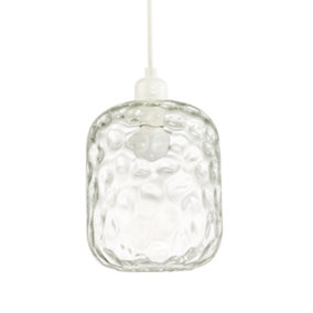 Clear Glass Pendant Lamp Shade with Crater Effect Moulded Design - 22cm x 18cm
