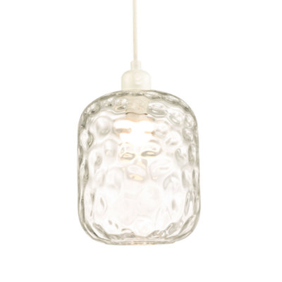Clear Glass Pendant Lamp Shade with Crater Effect Moulded Design - 22cm x 18cm