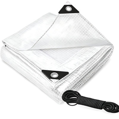 Clear Mesh Tarpaulin 5 x 6 m 100 GSM Waterproof Transparent UV ...