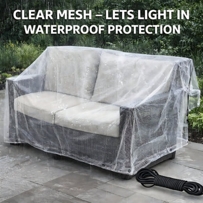 Clear Mesh Tarpaulin 5 x 6 m 100 GSM Waterproof Transparent UV ...