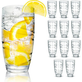 Clear Picnic Plastic Tumblers 12 Pack 550ml Reusable Acrylic Glasses for Indoor Outdoor and Everyday Use