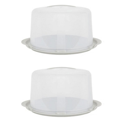 Clear Plastic Deep Cake Box Storage Container With Lid & Carry Handles - 3