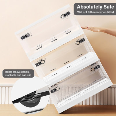 Clear Plastic Folding Storage Box Wardrobe Organiser Storage Bin with ...