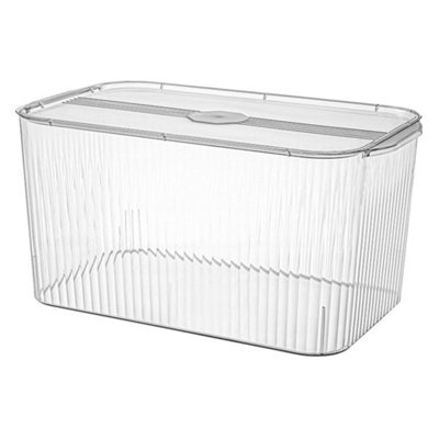 Clear Plastic Vertical Stripe Kitchen Container Food Storage Box with ...