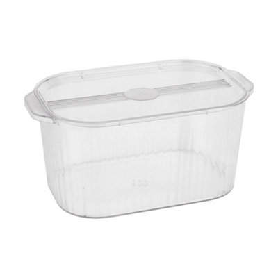 Clear Plastic Vertical Stripe Kitchen Container Food Storage Box with Lid 20L
