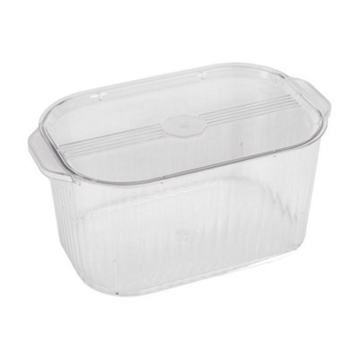 Clear Plastic Vertical Stripe Kitchen Container Food Storage Box with ...