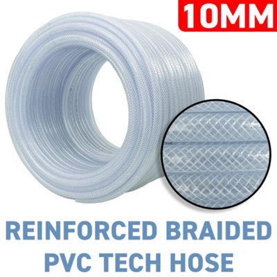Clear Plastic Tubing 1" ID X 1 1/4" OD 10 Ft PVC Tube Braided Reinforced Tubing Flexible E 982363