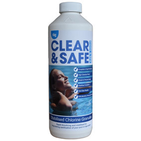 Clear & Safe 1kg Stabilised Chlorine Granules - For Sanitisation of Pool, Spa & Hot Tub