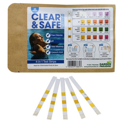 Clear & Safe 4-in-1 Pool And Spa Water Testing Strips 