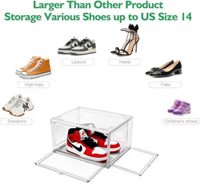 Clear Stackable Acrylic Shoe Storage Box with Magnetic Door Sneaker ...