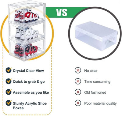 Clear Stackable Acrylic Shoe Storage Box with Magnetic Door Sneaker ...