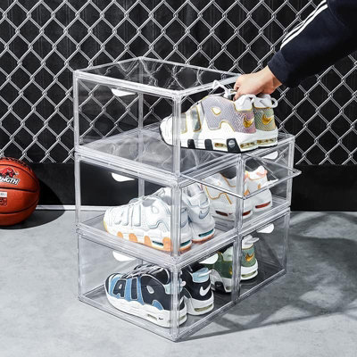 Clear Stackable Acrylic Shoe Storage Box with Magnetic Door Sneaker ...