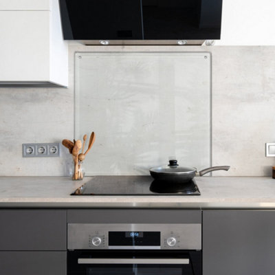 Clear Toughened Glass Kitchen Splashback With Drill Holes & Screws - 1000mm x 1000mm