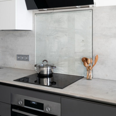 Clear Toughened Glass Kitchen Splashback With Drill Holes & Screws - 750mm x 750mm