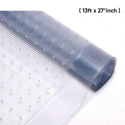 Clear Vinyl Carpet Protector Mat Heavy Duty PVC Plastic Anti-Slip UV Resistant Child Pet Friendly Home Office 13 ft x 27 inch